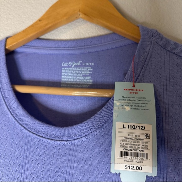 New Cat & Jack Girls/Periwinkle Lilac Long Sleeve Knit Top Large (10-12) - Picture 7 of 8